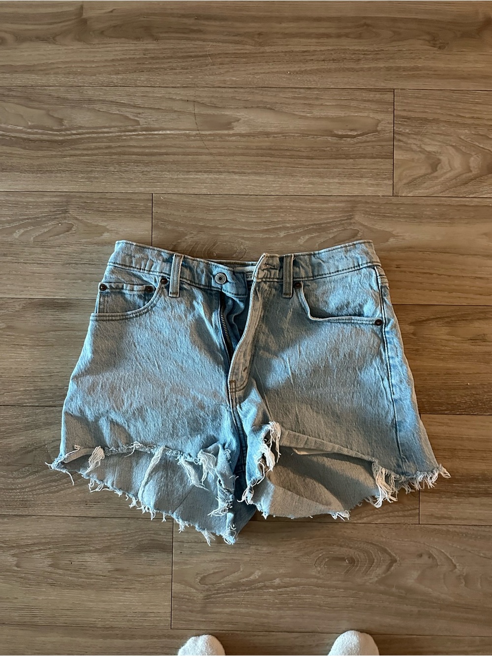 Abercrombie & Fitch Light Blue Distressed Denim Jean Shorts